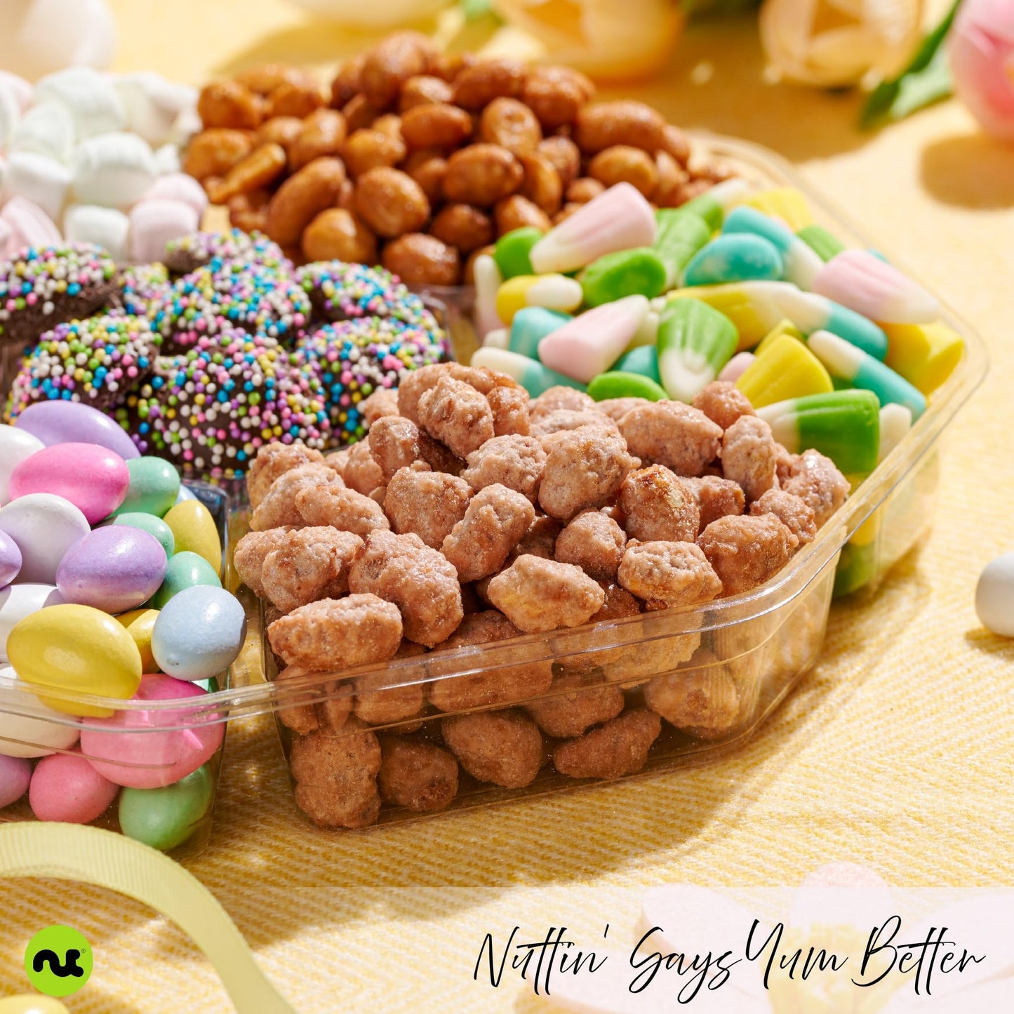 Nut Cravings Fathers Day Gourmet Dad Treats - Candies & Mixed Nuts Gift Basket In Red & Gold Box (7 Assortments, 1 Lb) Food Arra