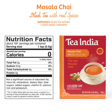 Tea India Masala Loose Leaf Chai Tea Flavorful Blend Of Black Tea & Natural Ingredients Strong Full-Bodied Traditional Indian Ca