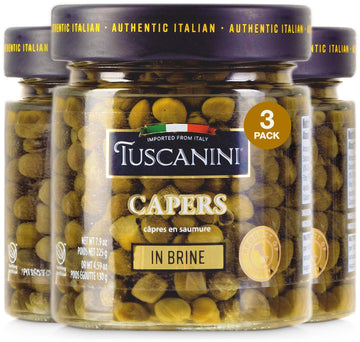 Tuscanini Italian Capers in Brine, 4.59 oz (3 Pack) | Product of Italy | Pickled Capers for Cooking
