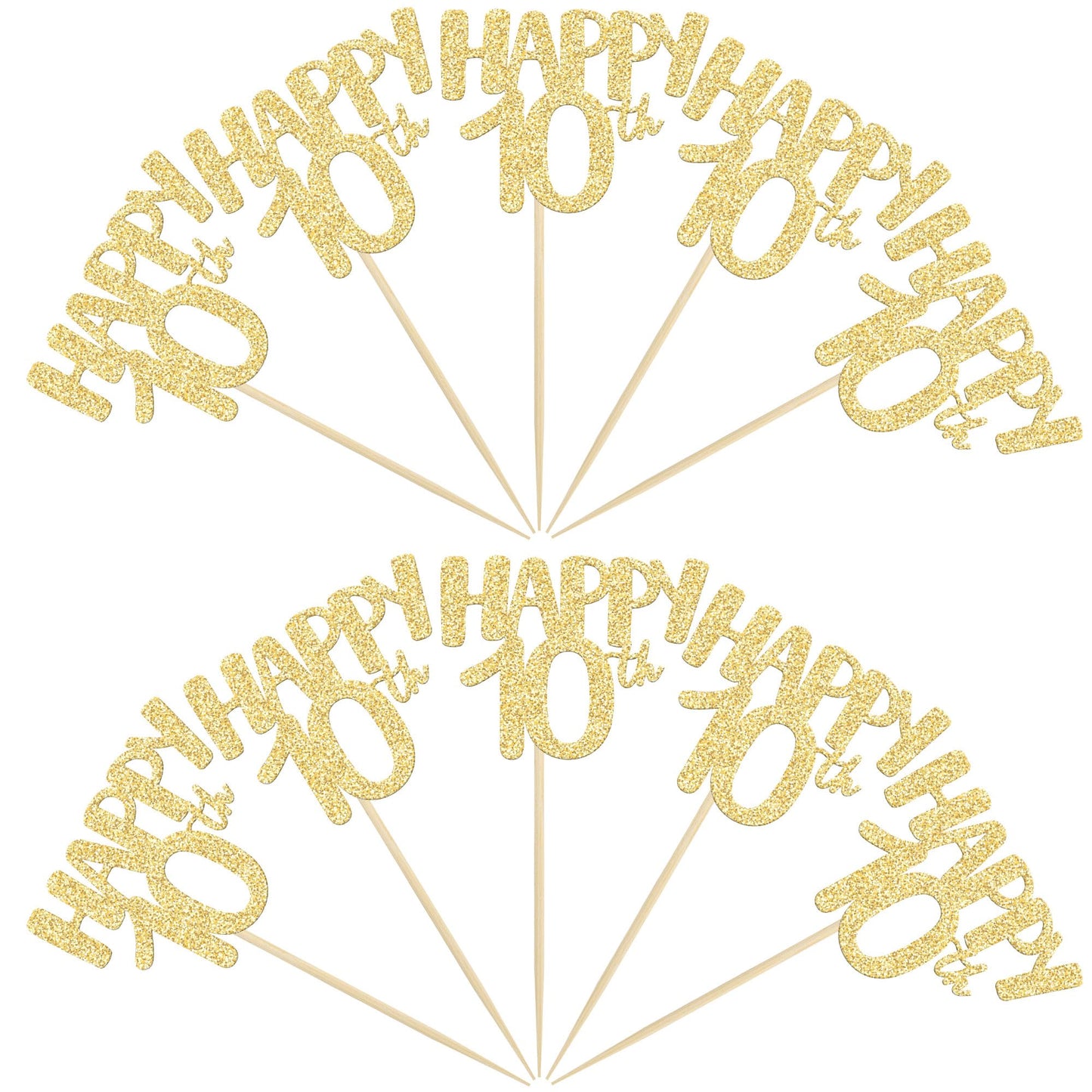 Gyufise 24Pcs Cupcake Toppers Glitter Number 70 Decorations for 70th Birthday, Small, Gold 70, Paper