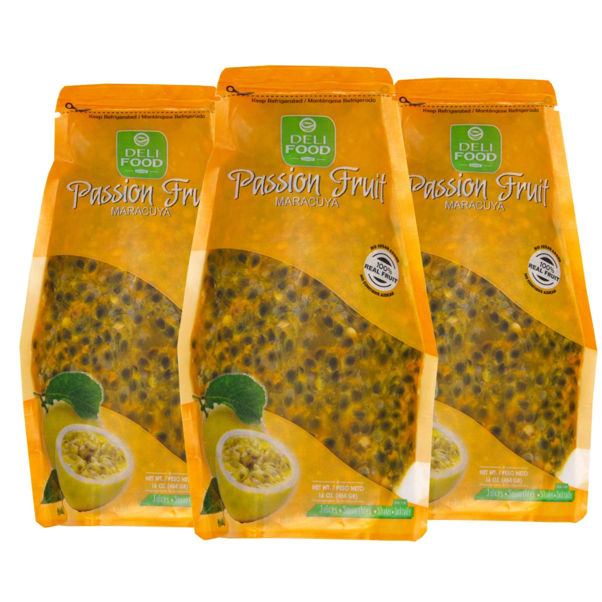 Passion Fruit Pulp, Maracuya 100% fruit with seeds, No Added Sugar, Authentic Flavor Tropical for Cocktails, Smoothies, Juices, 