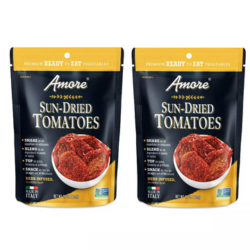 Amore Vegan Ready To Eat, Non Gmo Verified, Premium Herb Infused Sun-Dried Tomatoes (4.4Oz) - 2 Pack