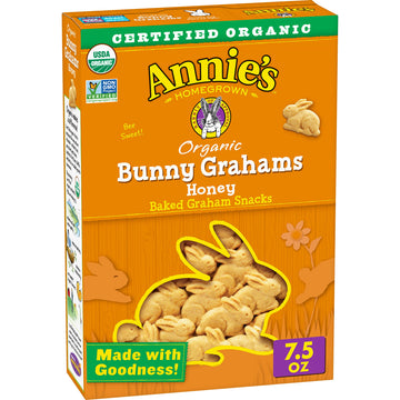 Annies Organic Baked Bunny Grahams Snacks Honey 7.5 Oz. Box