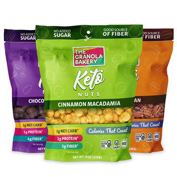 Tgb Variety Keto Nuts, No Added Sugar, Gluten Free, Healthy Low Carb Snack, 8Oz Bags (Pack Of 3)