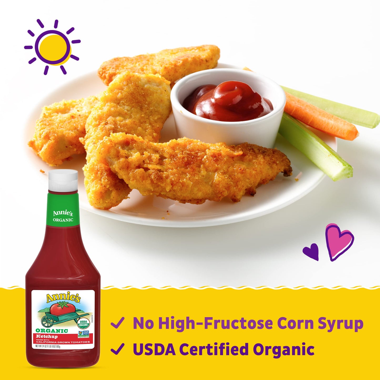 Annie'S Organic Ketchup, Gluten Free, Certified Usda Organic, 24 Oz