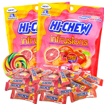 Sweetzo - Infrusions Orchard Mix Juicy Fruit Chews, Individually Wrapped Strawberry, Blood Orange, and Peach Flavored Candies, A
