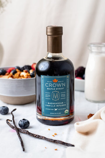 Crown Maple Madagascar Vanilla Infused Organic Maple Syrup, 12.7 Fl Oz, 6-Pack, Real Vanilla Bean, Pancakes, Baking, Cocktails &