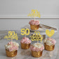 24 Pcs 50Th Anniversary Cupcake Toppers Gold Glitter Heart 50 Golden Wedding Anniversary Cupcake Picks For Cheers To 50 Years Bl