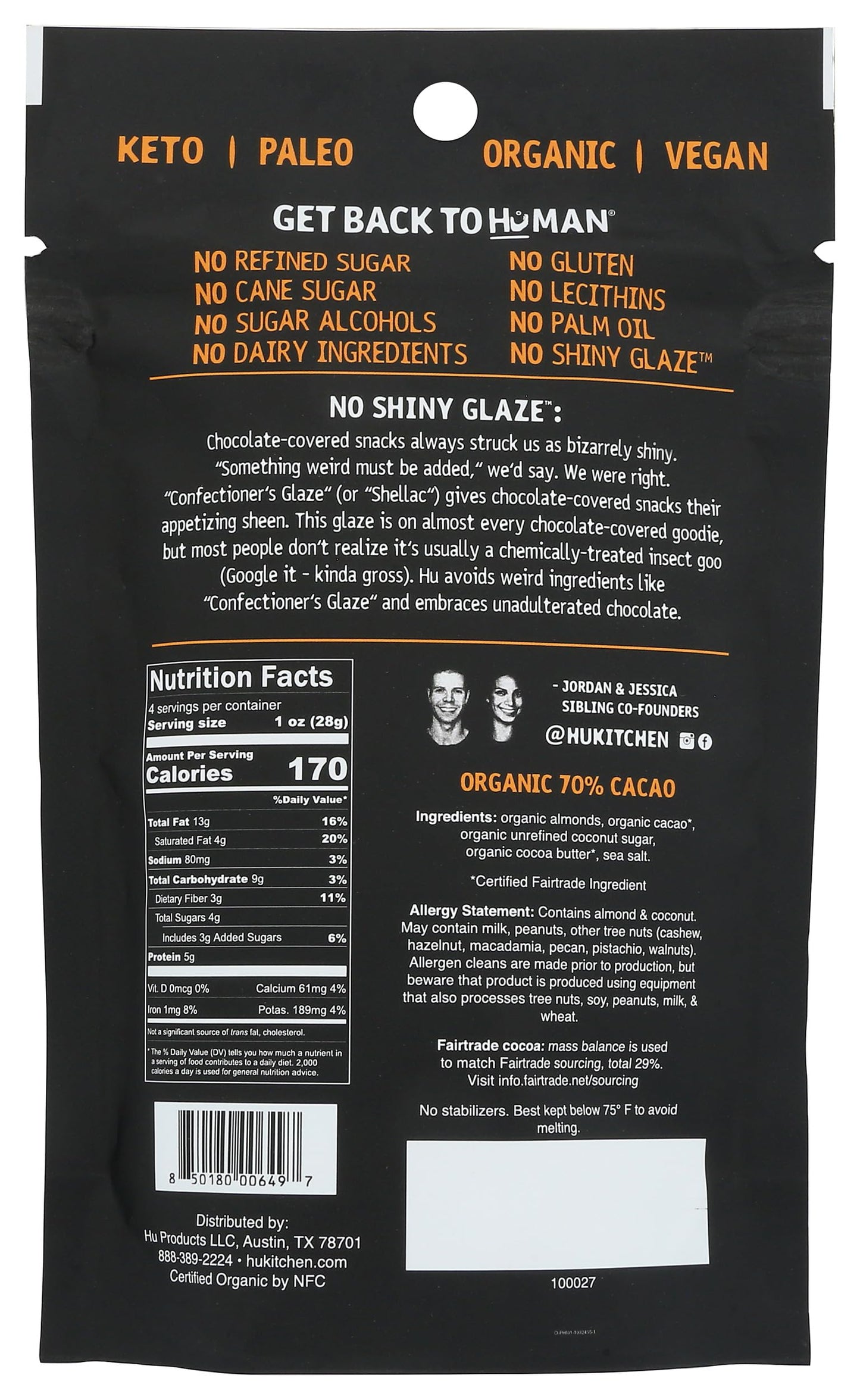 HU KITCHEN Chocolate Covered Almonds, 4 OZ