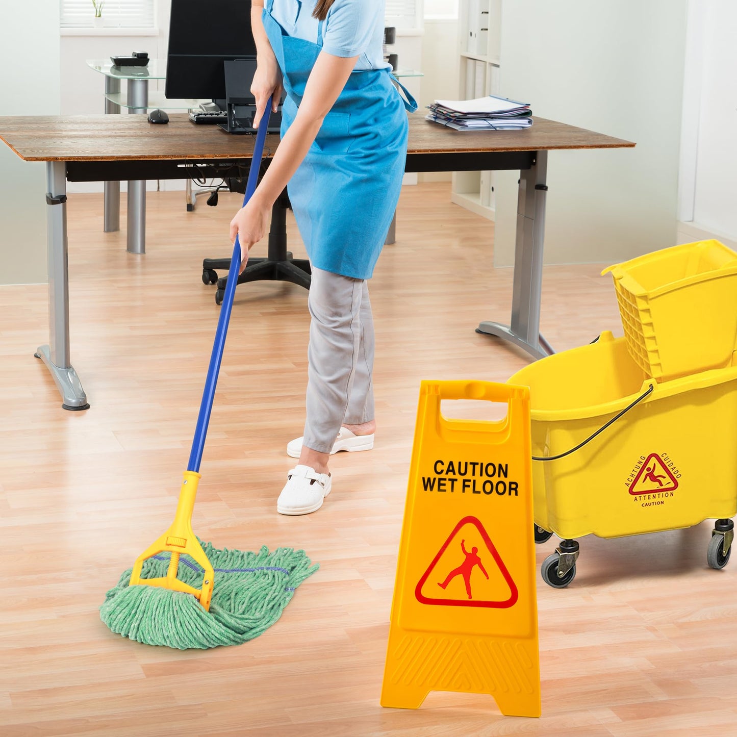 Matthew Cleaning Heavy Duty Mop Head Commercial Replacement For General And Floor Cleaning, Wet Industrial Blue Cotton Looped En