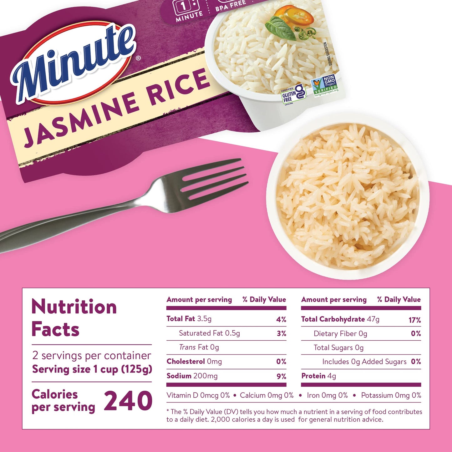 Minute Ready-to-Serve Jasmine Rice, Microwavable Rice Cups, 8.8-Ounce Cups (Pack of 8)