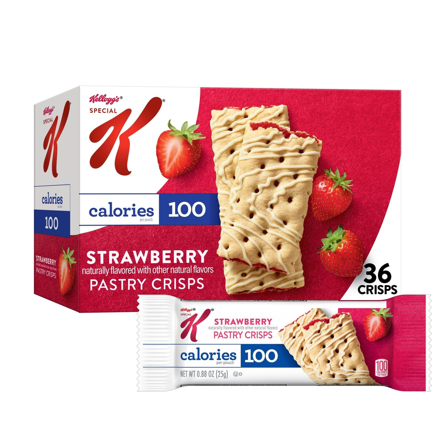 Special K Bar Pastry Crisps, Strawberry, 36 Count, 100 Calories, Value Size, Model 3800016756