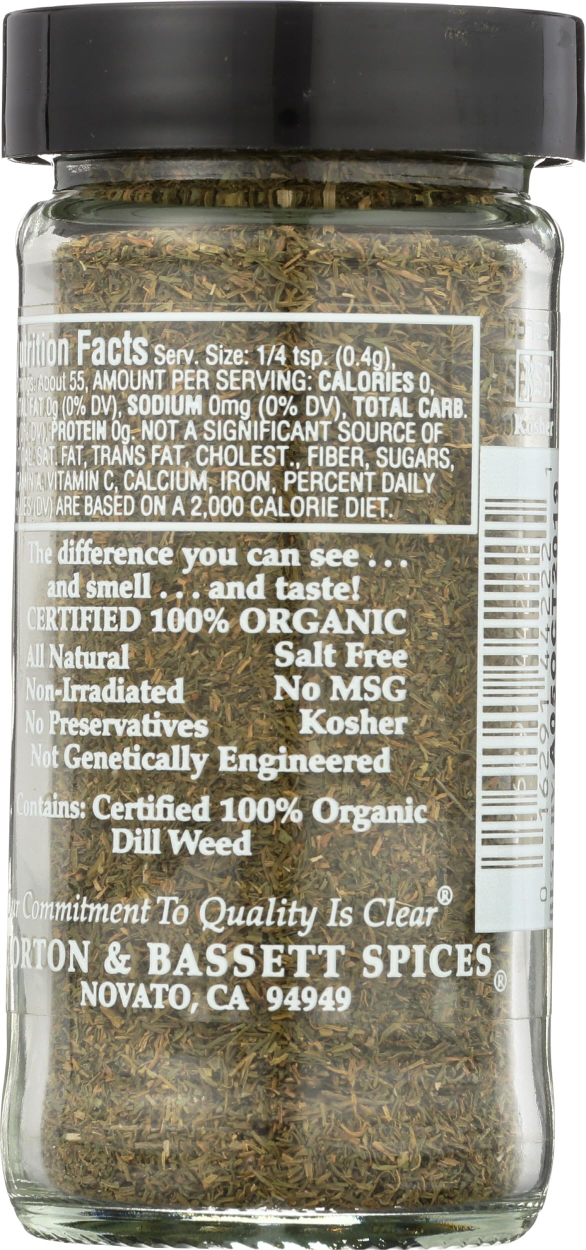 Morton & Bassett Organic Dill  , Gluten Free, Non-GMO, 0.8 oz Jar