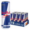 Red Bull Energy Drink, 189mg Caffeine, Taurine & B Vitamins, 20 Fl Oz, Pack of 12 Cans, Red/Blue