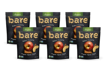 Bare Baked Crunchy Organic Apple Chips, Cinnamon, Gluten Free, 3 Ounce Bag, 6 Count