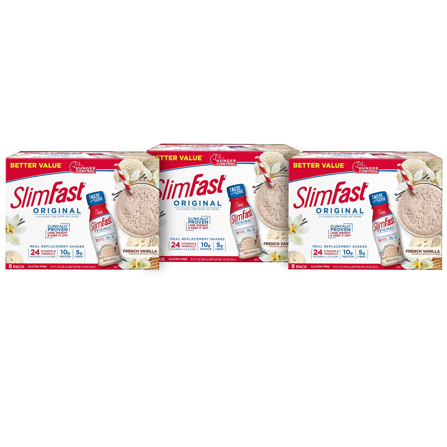 Slimfast Meal Replacement Shake, Original French Vanilla, 10G Of Ready To Drink Protein For Weight Loss, 11 Fl. Oz Bottle, 8 Cou