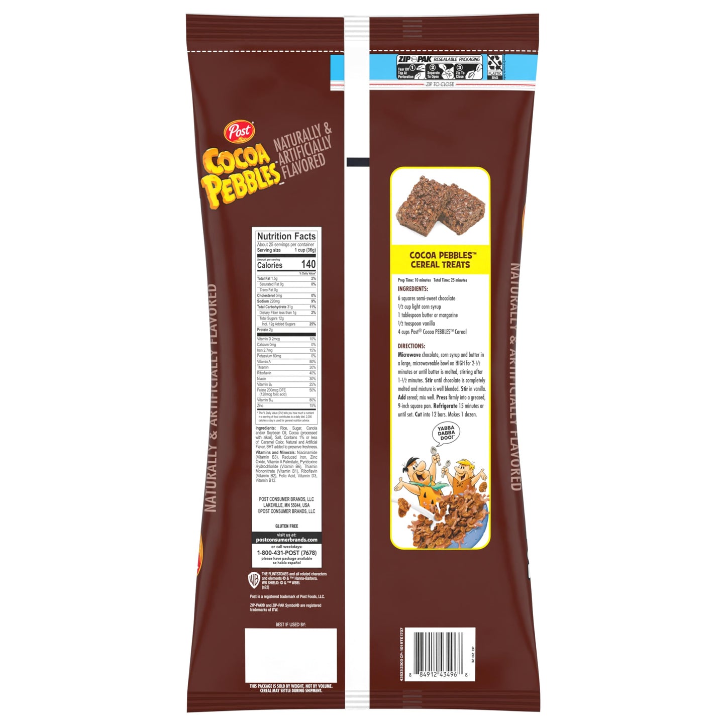Cocoa PEBBLES Cereal, Gluten Free Rice Cereal, Family Size 32 oz Bag