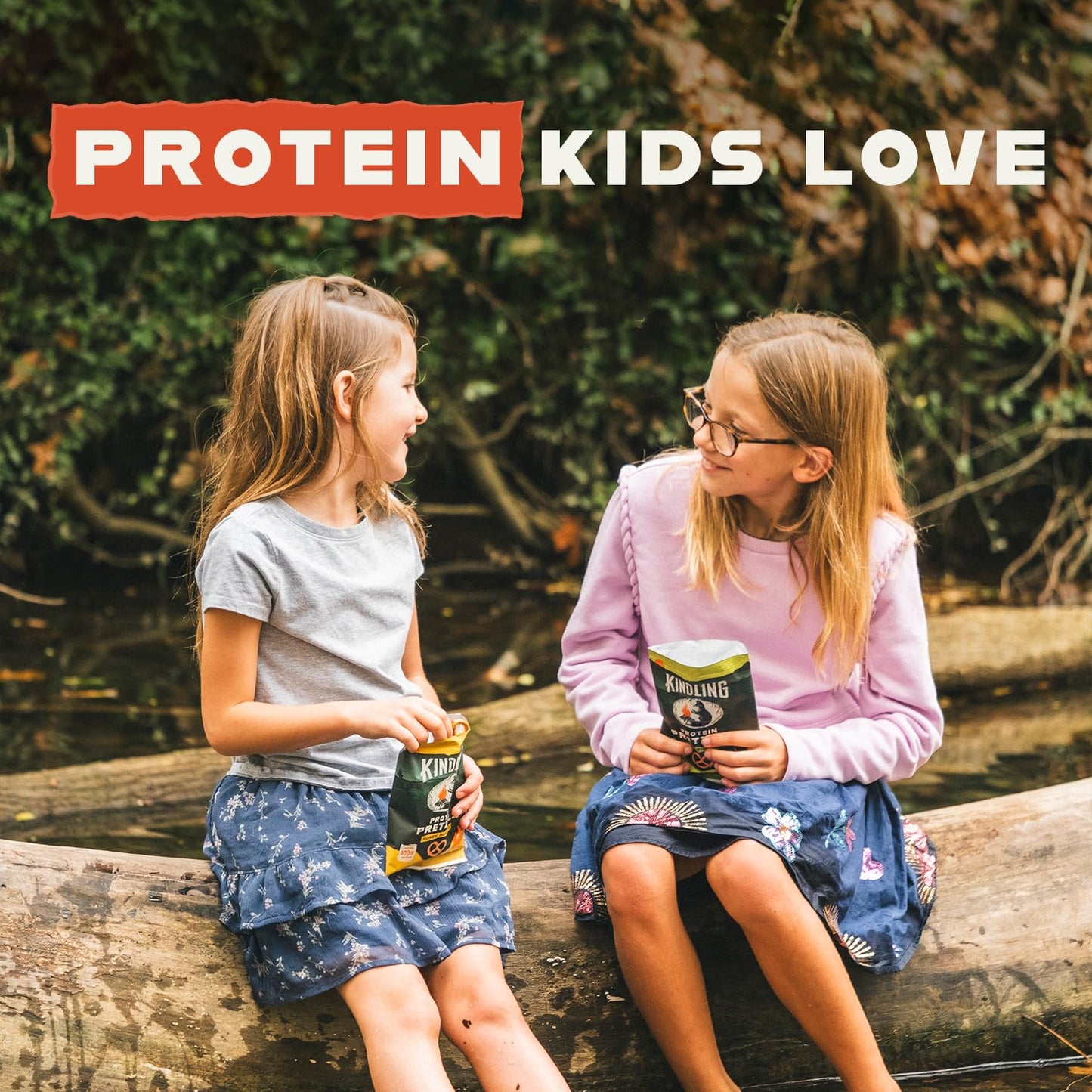 Kindling Protein Pretzels - Sea Salt | Protein-Packed Snack Size Bags | Kosher | 8-9g Protein Per Serving | No Artificial Flavor