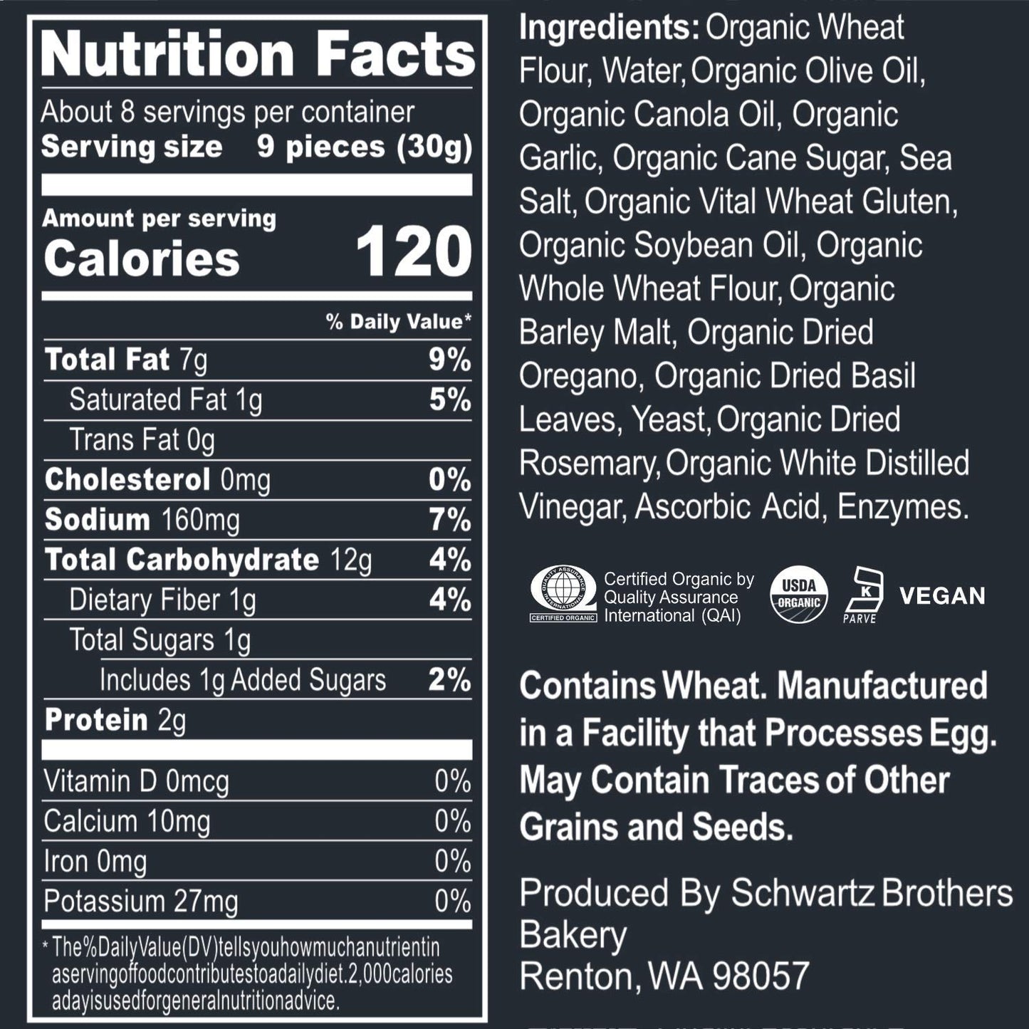 SCHWARTZ BROTHERS BAKERY Bagel Chips, Garlic & Herb, Organic, Vegan, 8oz Container, Pack of 4
