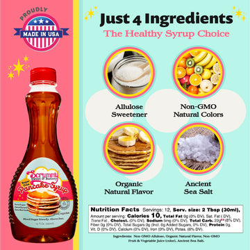 Scrummy Sweet & Buttery Sugar Free Pancake Syrup - Zero Sugar, 0g Net Carbs, Diabetic Friendly, Keto Certfied Breakfast Syrup fo