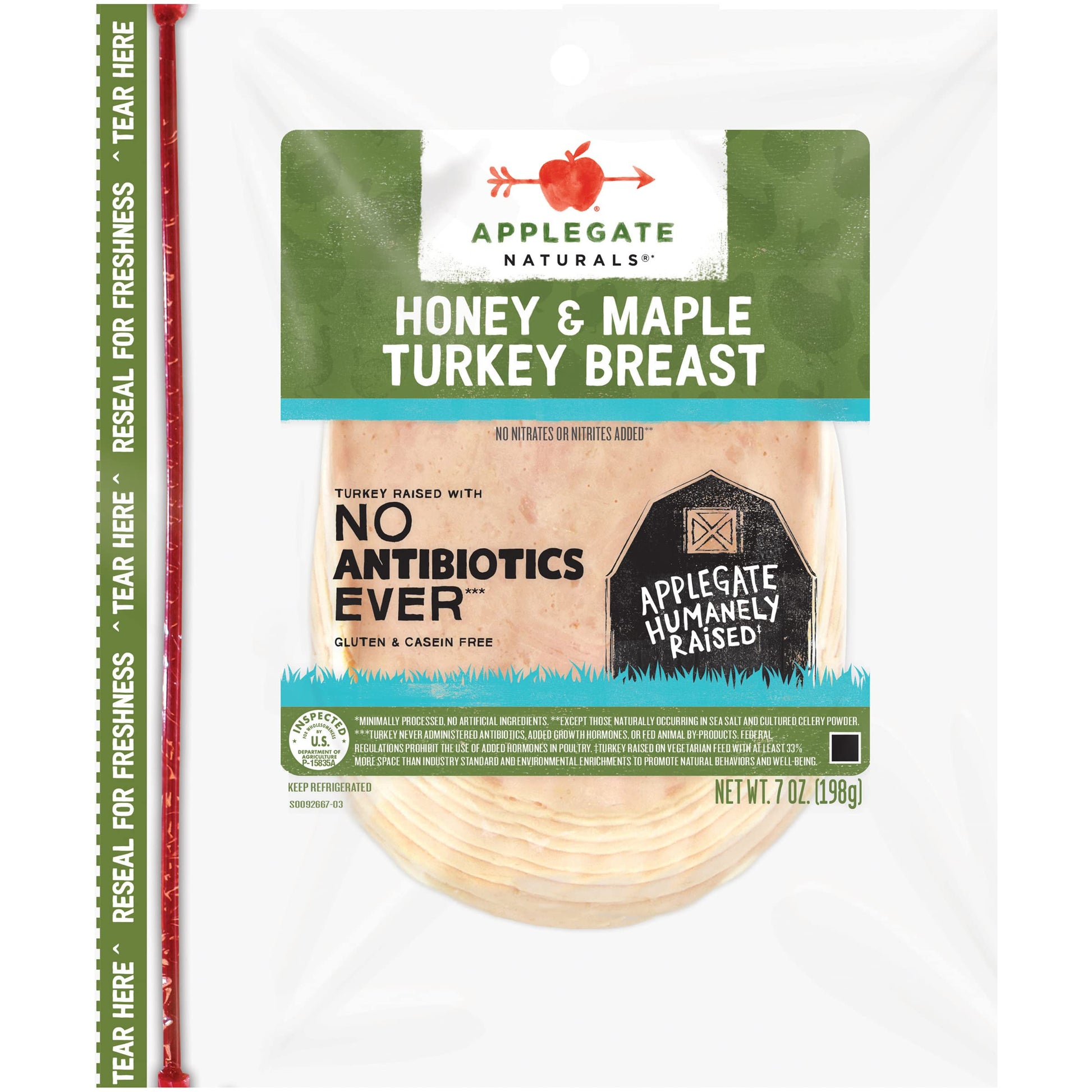 Applegate, Natural Honey & Maple Turkey Breast Sliced, 7oz