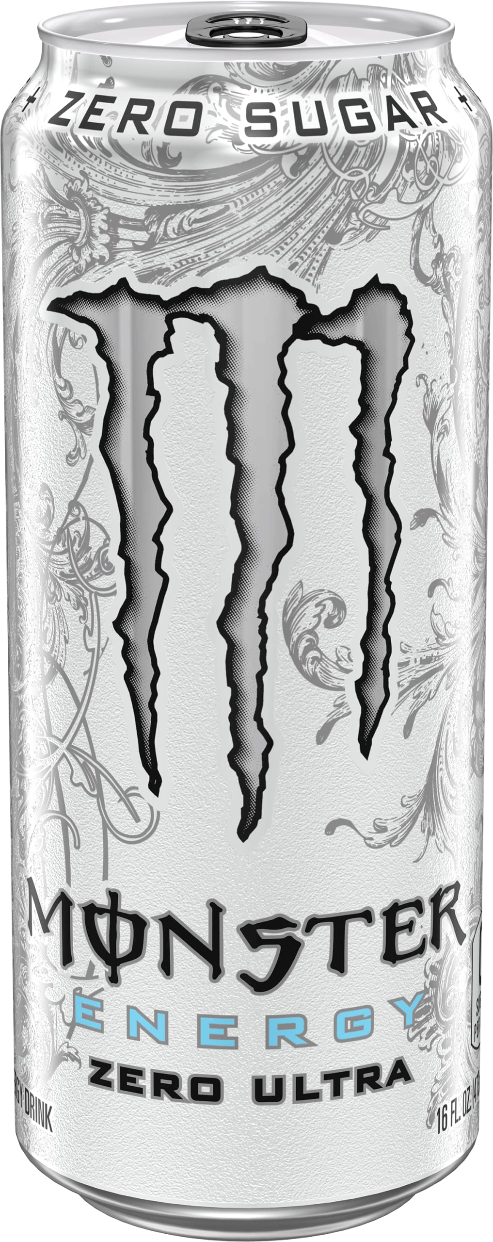 Monster Energy Zero Ultra Sugar Free Energy Drink, 16 Fl Oz, Pack of 12, White