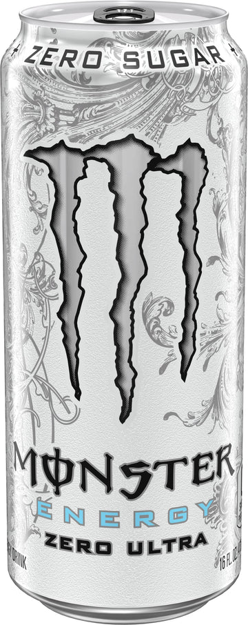 Monster Energy Zero Ultra Sugar Free Energy Drink, 16 Fl Oz, Pack of 12, White