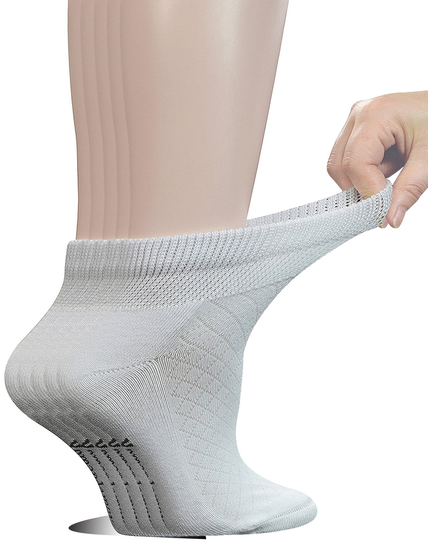Yomandamor 5 Pairs Women'S Cotton Ankle Breathable Mesh Diabetic Socks With Seamless Toe,L Size