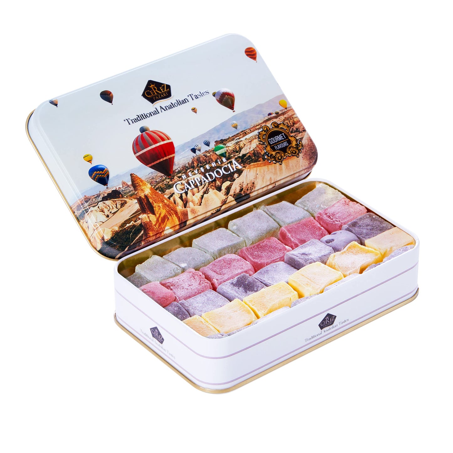 Cerez Pazari Turkish Delight Candy Gift Basket 13.2 Oz, Luxury Lokum Dessert Gourmet Christmas Holiday Corporate Food Gifts In E
