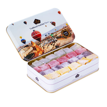Cerez Pazari Turkish Delight Candy Gift Basket 13.2 Oz, Luxury Lokum Dessert Gourmet Christmas Holiday Corporate Food Gifts In E