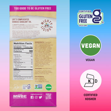 Mightylicious Vegan Double Dutch Chocolate Chip Cookies – Gluten-Free, Allergen Friendly – 6.5 Oz (3 Pack) – Brown