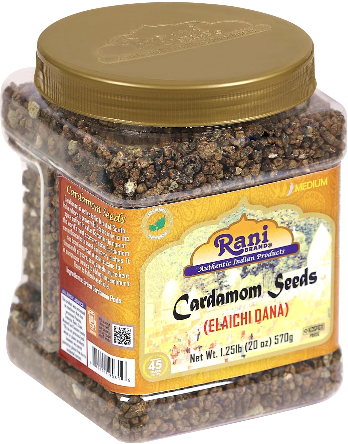 Rani Cardamom Decorticated Seeds - All Natural, Vegan, Gluten Friendly, NON-GMO - 20oz (1.25lbs) PET Jar