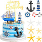 19 Pcs Nautical Cake Topper Pirate Cake Topper Ship Theme Cake Topper Nautical Cupcake Topper Nautical Party Decorations For Bir