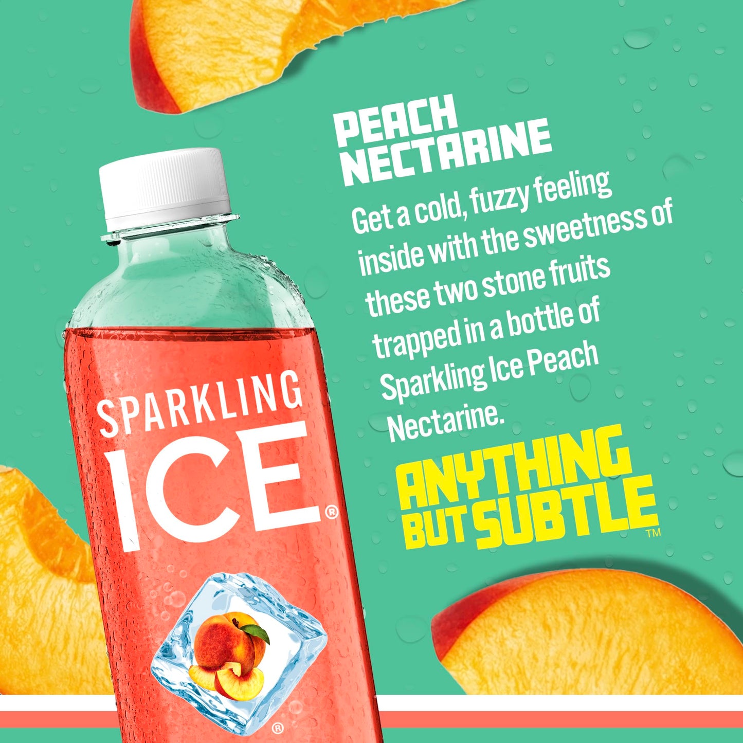 Sparkling Ice Peach Nectarine Sparkling Water, Zero Sugar, 17 Fl Oz Bottles, Pack of 12