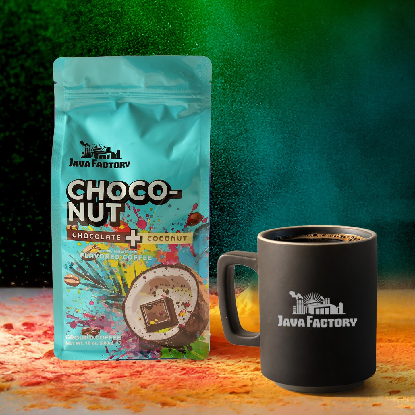 Java Factory Choconut Flavored Ground Coffee Bag - Chocolate And Coconut Brew, Made With 100% Arabica Beans - Flavor Enhanced, 1