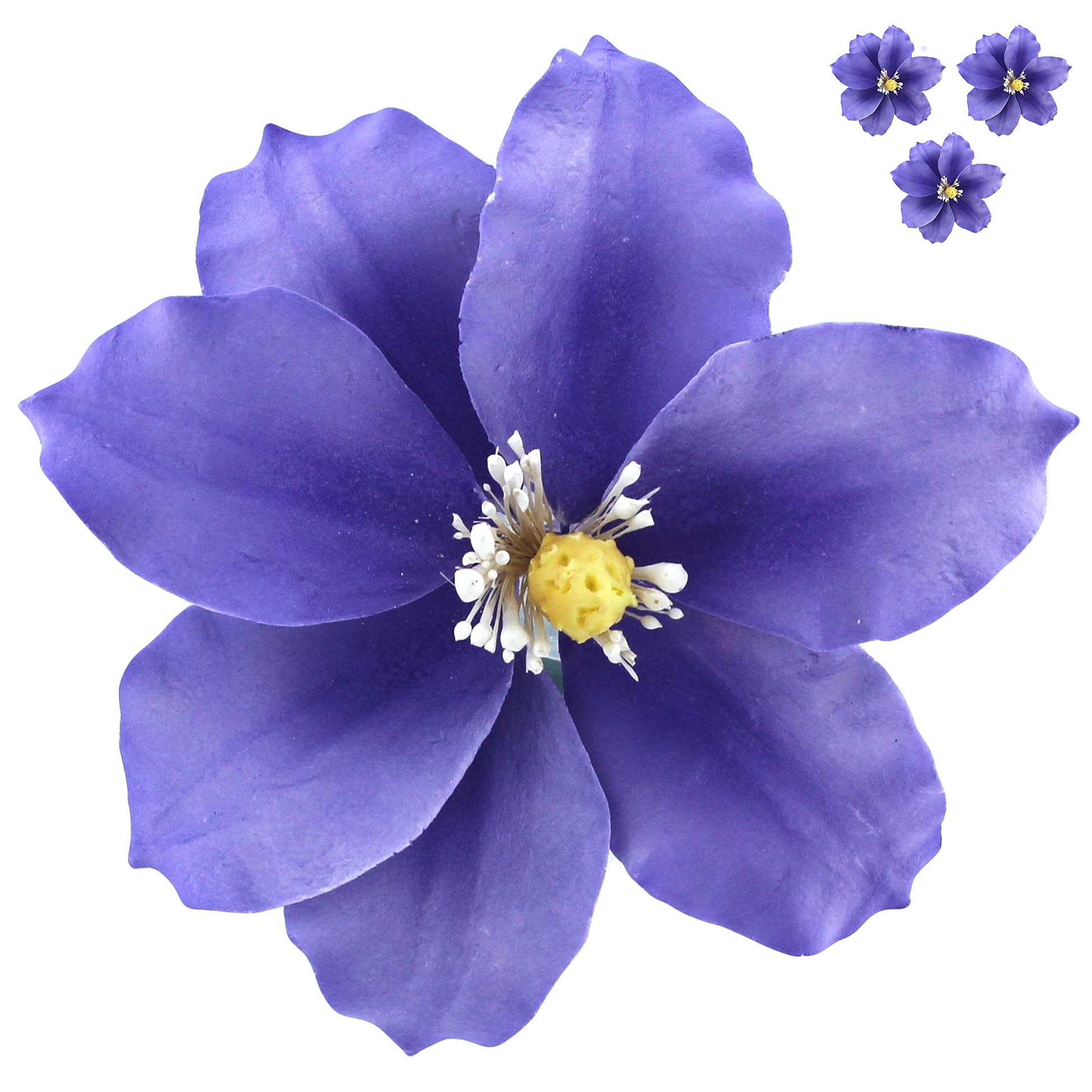 Global Sugar Art Clematis Sugar Cake Flowers, Light Purple, 3 Count by Chef Alan Tetreault