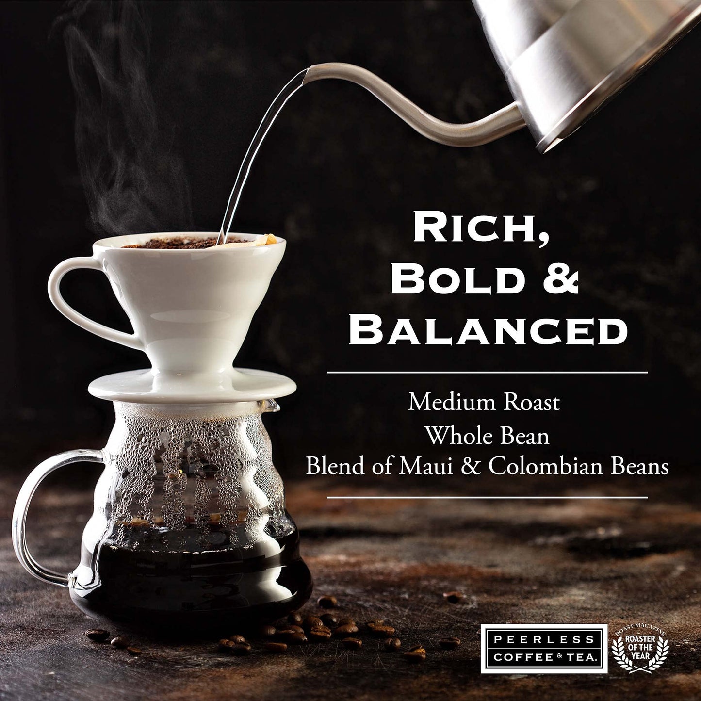 Peerless Hawaiian Whole Bean Coffee (2 Lb.) - Hawaiian Island Blend, Medium Roast, Blend Of Maui Coffee Beans With Colombia Coff