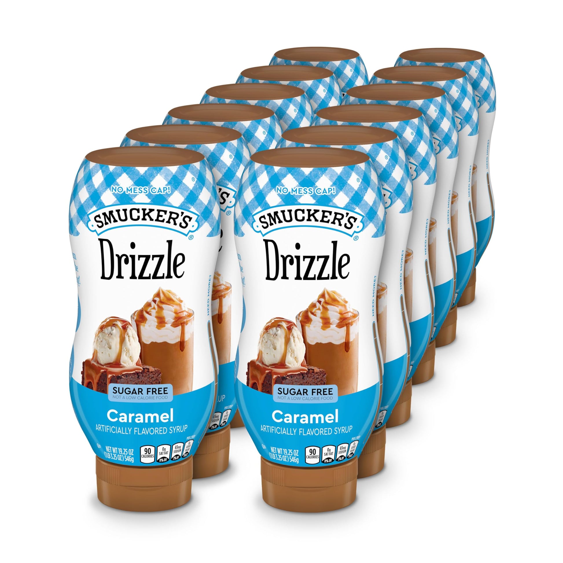 Smucker’s Drizzle Sugar Free Caramel Artificially Flavored Syrup, 19.25 Oz. Squeeze Bottles (Pack of 12)