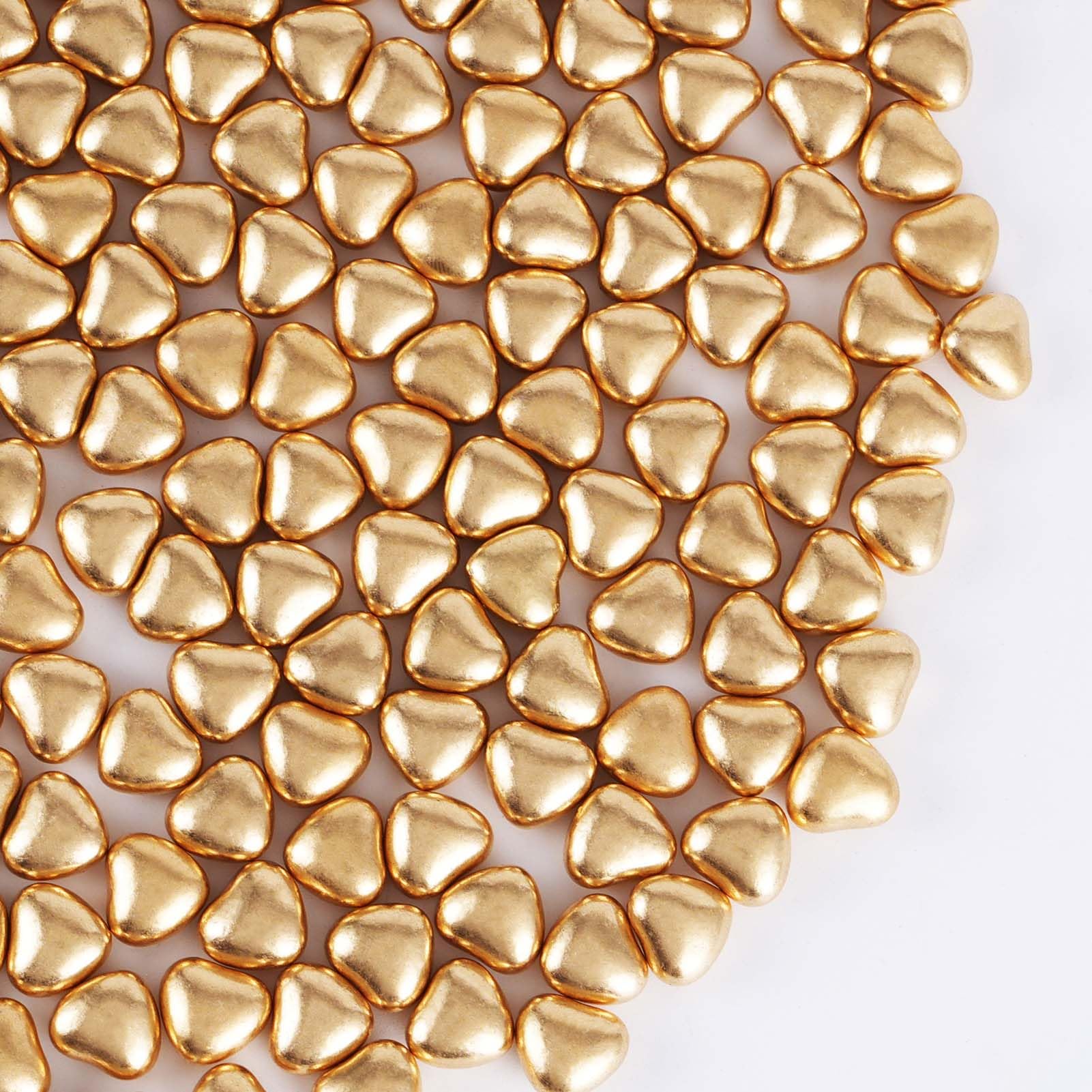 Kasvan Gold Heart Shapes Sprinkles - Edible Candy Pearls 100g/3.58 Oz, Mix Size, Baking Cake Decorations, Ice Cream Toppings and