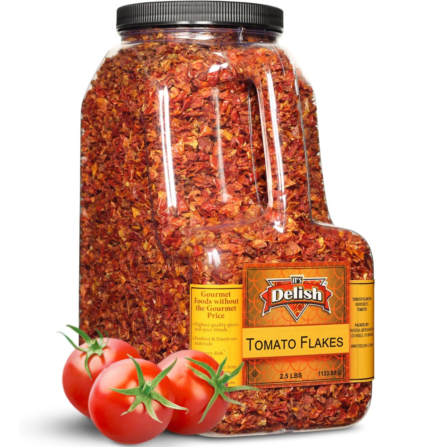Dehydrated Dried Tomato Flakes By It'S Delish - 2.5 Lbs Bulk Restaurant Gallon Size Container Jug With Handle - Dried Natural To