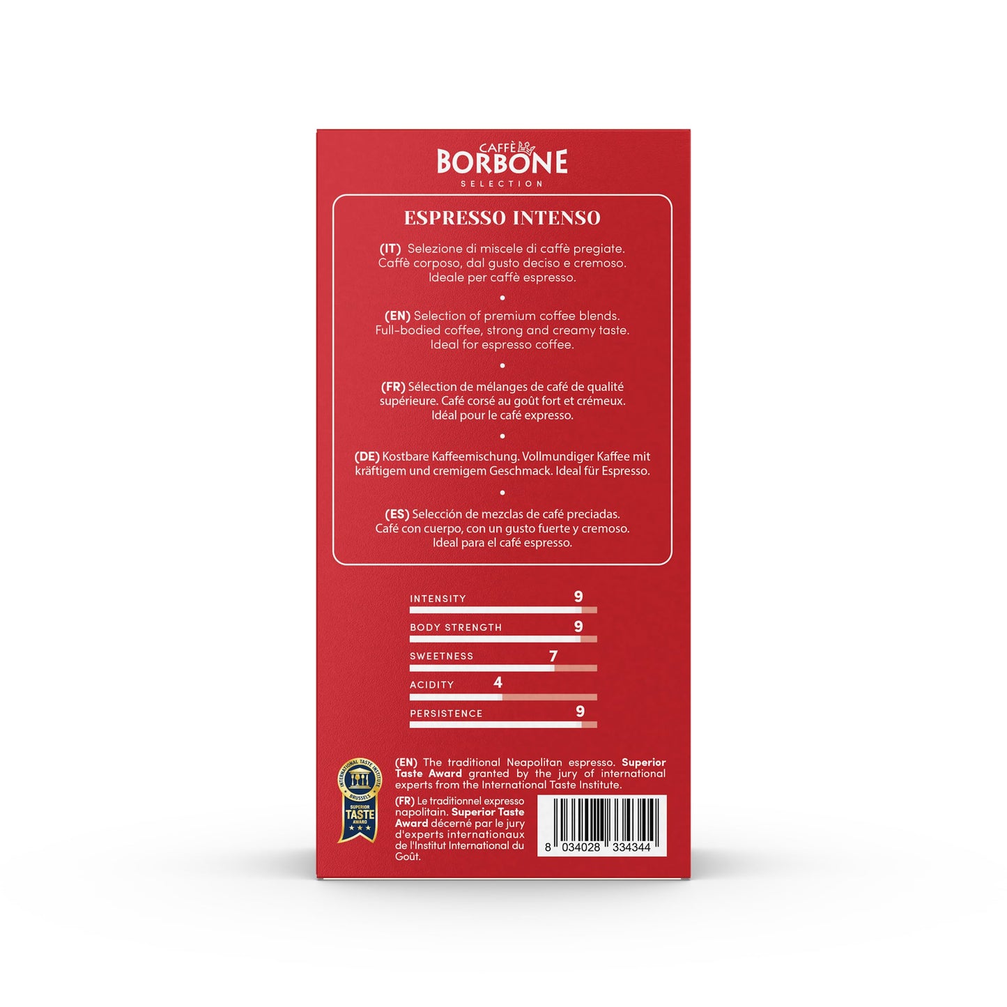 Caffe Borbone Ground Coffee, Espresso Intenso, Medium Roast, Full-Bodied And Strong, Premium Robusta Ground Coffee, Roasted, Gro