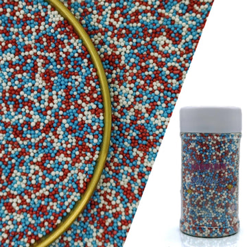 Edible Red & Blue & White Sprinkles Candy 2mm Mini Pearls Cake Decorations Cupcake Toppers Cookie Decorating Perfect for Wedding
