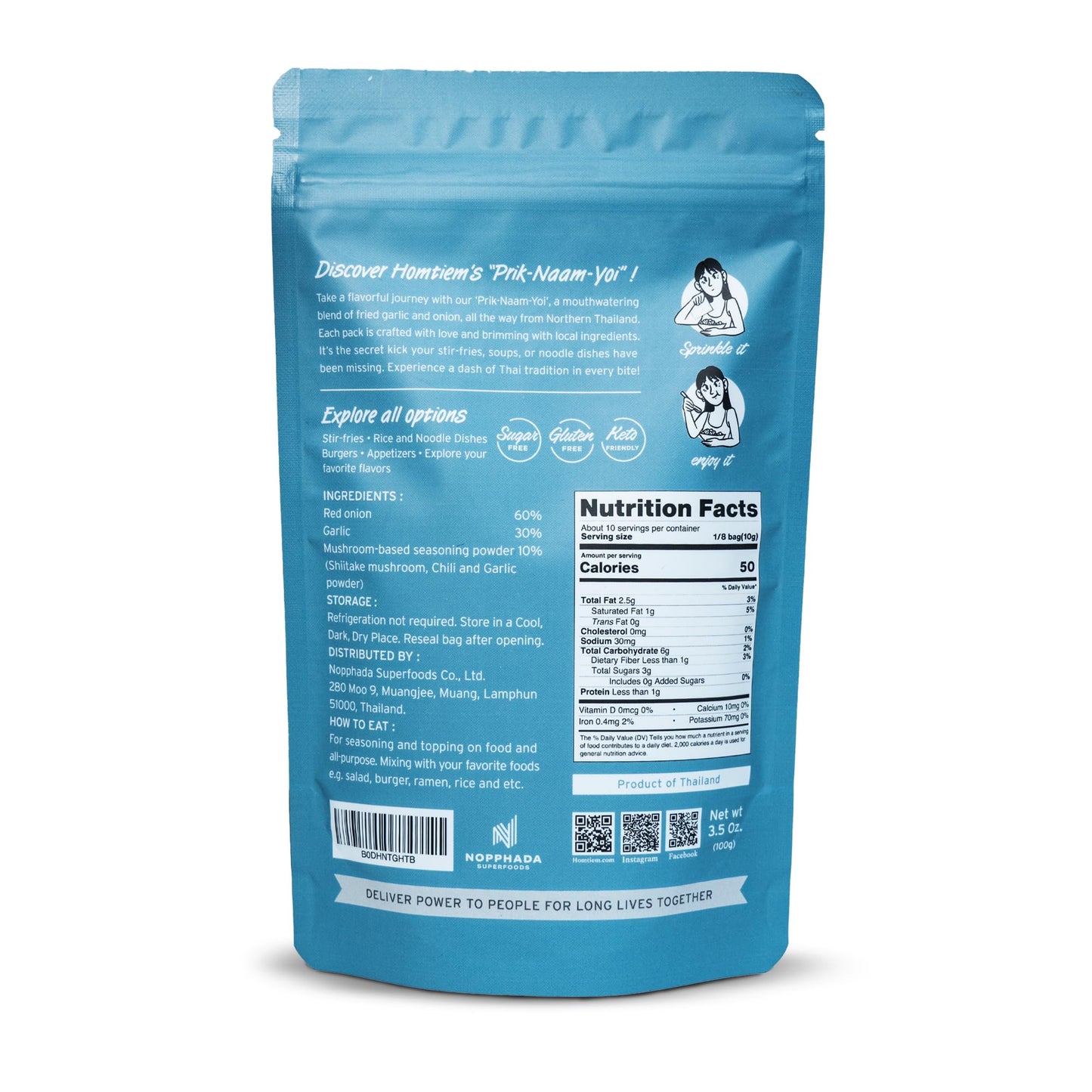 Homtiem Crispy Garlic & Onion : Original Mild 3.5 Oz., Mild Spice, Versatile Seasoning, All-Natural, Non-Gmo, Vegan & Gluten-Fre