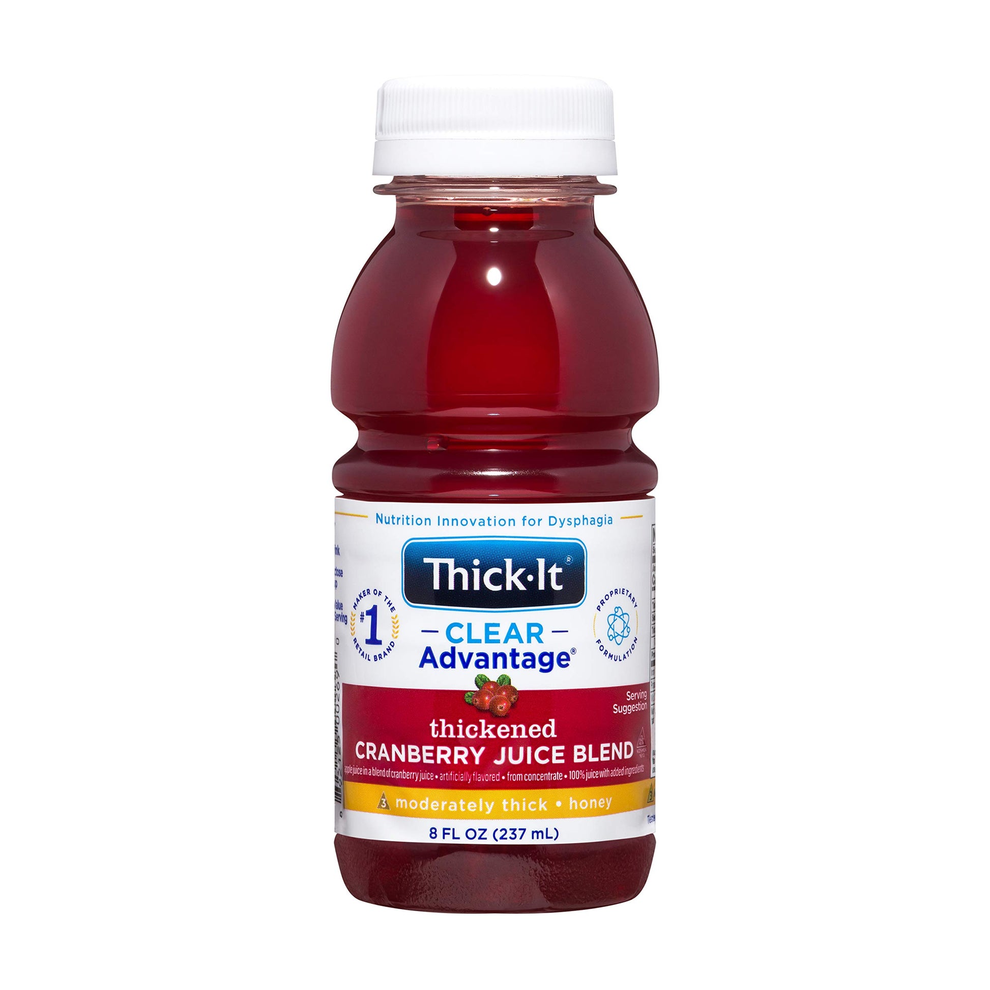 Thick-It Clear Advantage Thickened Cranberry Juice Blend, Moderately Thick Honey Bottle, 8 Fl Oz