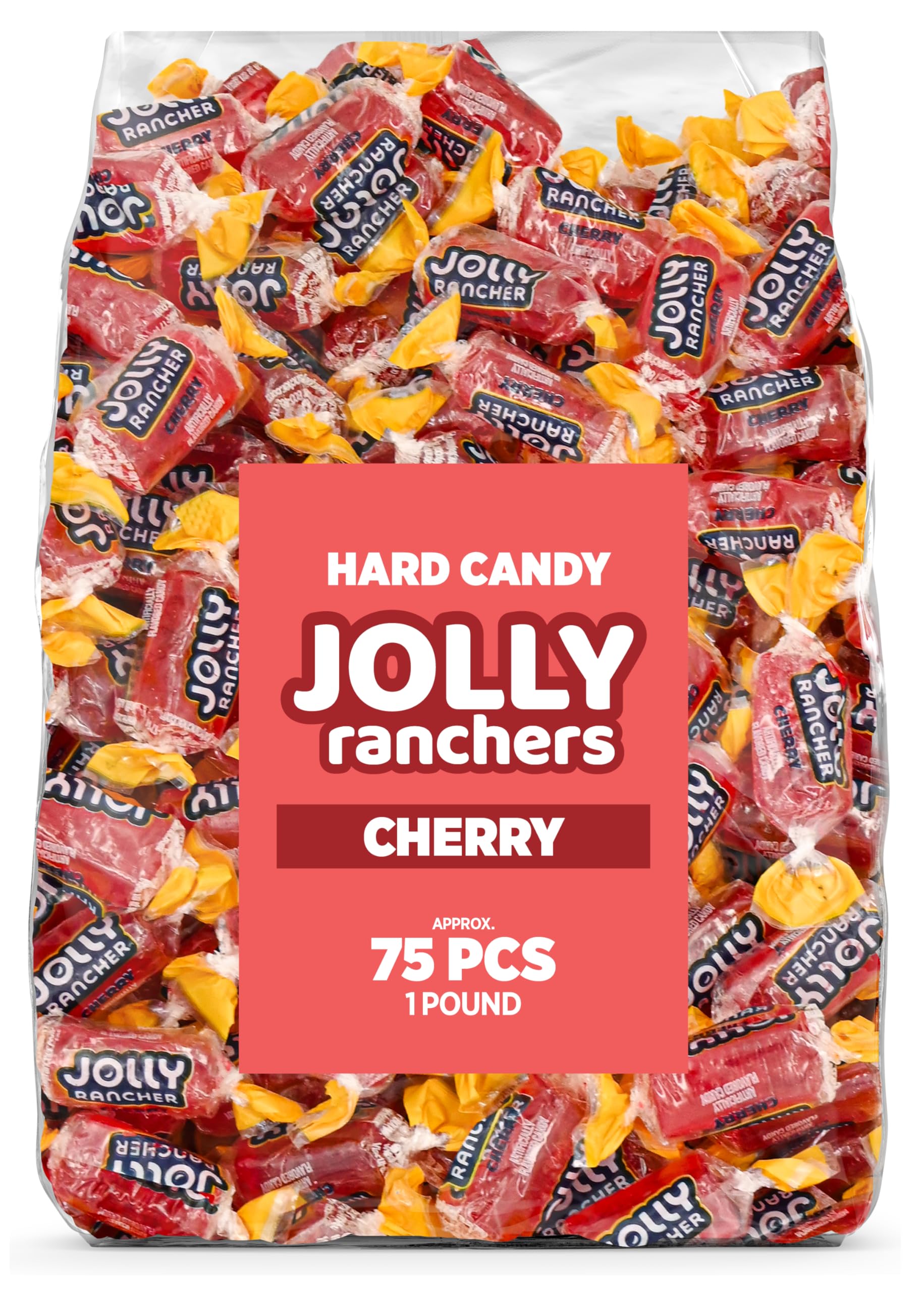 Cherry Jolly Ranchers Hard Candy - Original Flavor - 1 LB Bulk Bag (Approx. 75 Pieces) - Individually Wrapped Tart & Sweet Treat