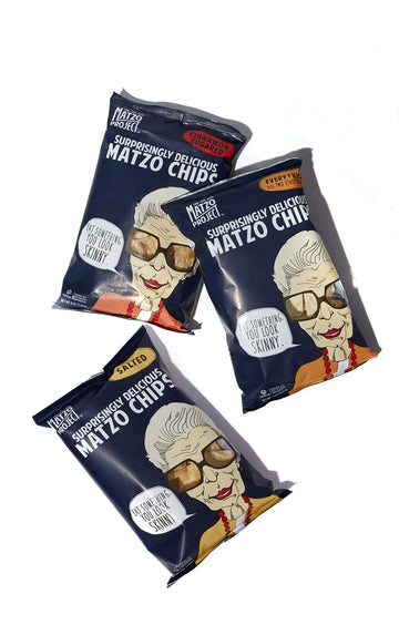 Matzo Chips, Variety Pack (Everything, Salted, Cinnamon Sugared) From The Matzo Project, Kosher, Vegan, Nut-Free, No Trans Fat,
