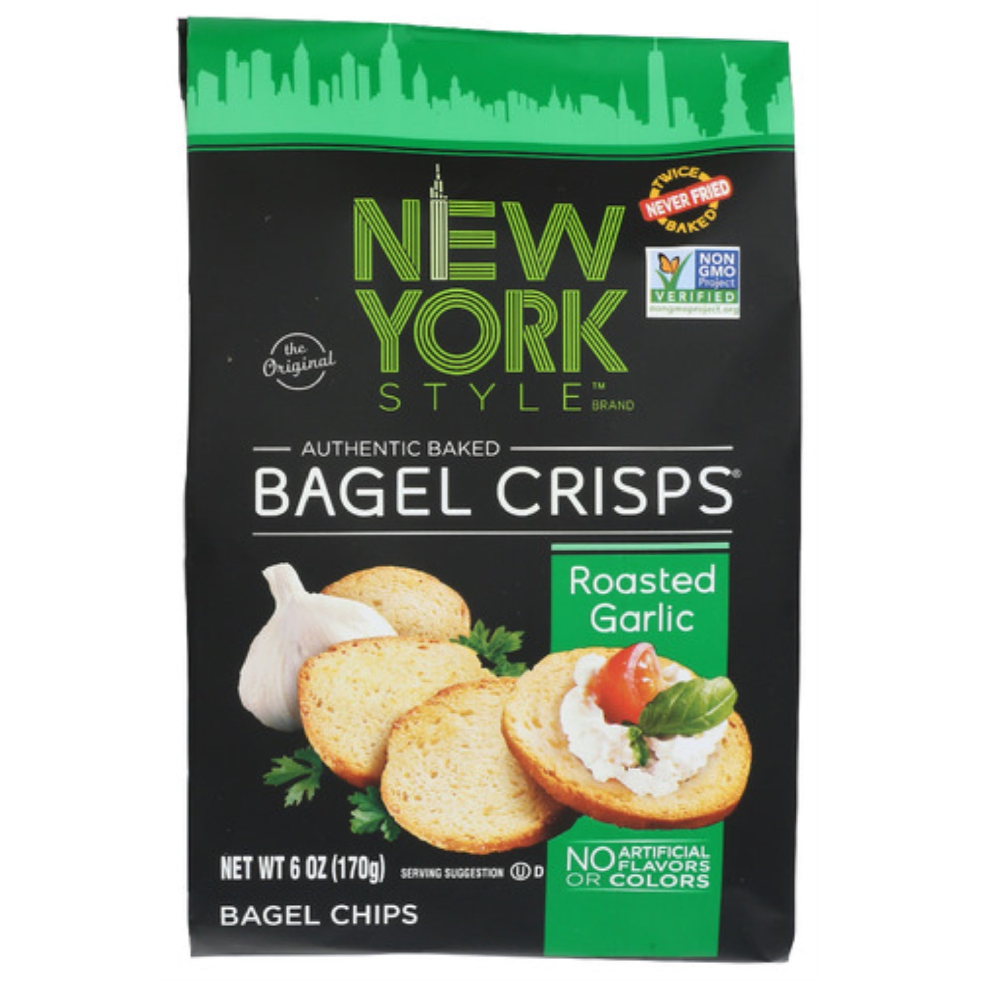 New York Style Bagel Crisp Garlic (Pack Of 6)