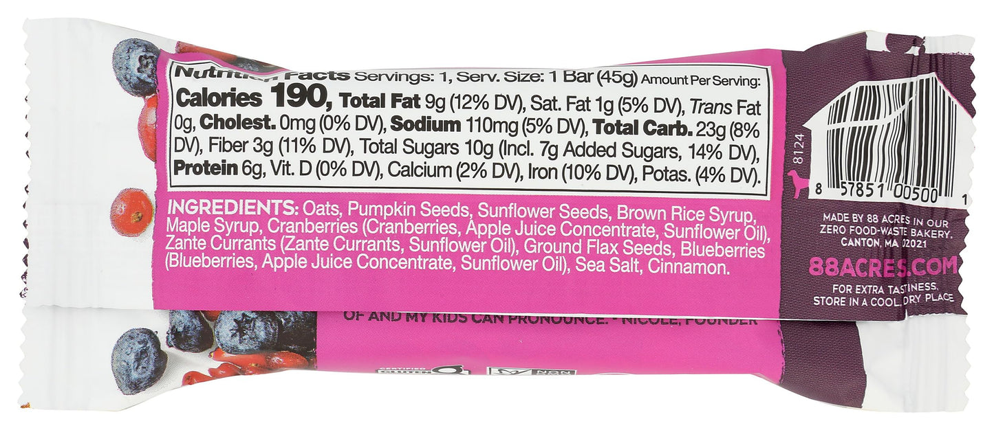 88 Acres, Triple Berry Blend Seed Bar, 16 Ounce