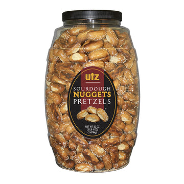 Utz Bite-Size Nuggets Pretzels With Classic Sourdough Flavor 52 Oz. Barrel     Perfectly Salted With Zero Cholesterol Per Servin