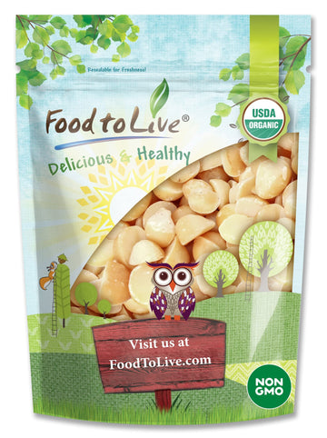 Food to Live Organic Macadamia Nut Halves & Pieces, 8 Ounces Non-GMO, Raw, Shelled, Unsalted, Kosher, Vegan, Bulk. Keto Snack. S